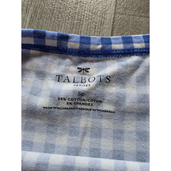 Talbots Petites Blue & White Gingham Top Sp Short Sleeve - Picture 5 of 7